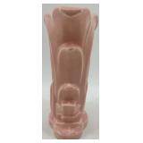 Trio of Vintage Pink and Floral Vases with Gold Accents including McCoy