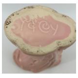 Trio of Vintage Pink and Floral Vases with Gold Accents including McCoy