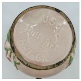 Trio of Vintage Pink and Floral Vases with Gold Accents including McCoy