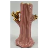 Trio of Vintage Pink and Floral Vases with Gold Accents including McCoy