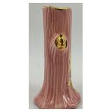 Trio of Vintage Pink and Floral Vases with Gold Accents including McCoy