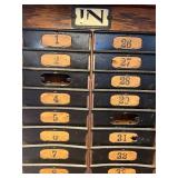 Antique Vintage Wood Time Card Holder with 100 Slots