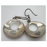 Mexican Alpaca Bracelet and Sterling Silver Earrings Set with Inlay Design