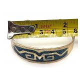 Mexican Alpaca Bracelet and Sterling Silver Earrings Set with Inlay Design