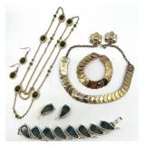 Assorted Vintage Jewelry Set with Necklaces, Earrings, and Bracelets