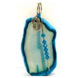 Set of 2 Handmade Agate Stone Pendants with Wire Wrapping