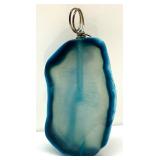 Set of 2 Handmade Agate Stone Pendants with Wire Wrapping