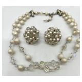 Collection of Vintage Faux Pearl Jewelry including Necklaces and Bracelets