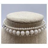 Collection of White Beaded Jewelry: 2 Choker Necklaces and 2 Bracelets