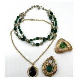 Vintage Jewelry Set with Necklaces and Brooches