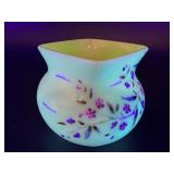 Antique Victorian Hand Painted Glass Vase with Floral Design