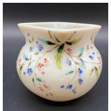 Antique Victorian Hand Painted Glass Vase with Floral Design