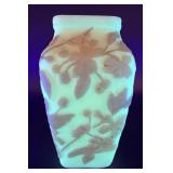 Uranium Glass Vase with Bird Relief by Phoenix Consolidated