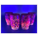 Set of 4 Mid Century Vintage L E Smith Uranium Glass Tumblers