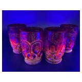 Set of 4 Mid Century Vintage L E Smith Uranium Glass Tumblers