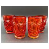 Set of 4 Mid Century Vintage L E Smith Uranium Glass Tumblers