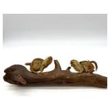 Taxidermy Pair of Mounted Chipmunks on Driftwood