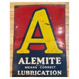 Vintage Alemite Advertising Sign - Collectible Lubrication Metal Sign