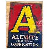 Vintage Alemite Advertising Sign - Collectible Lubrication Metal Sign