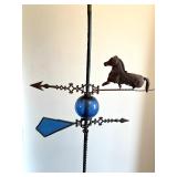 Vintage Lightning Rod with Horse Weathervane and Blue Glass Ball