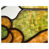 Antique Stained Glass Window Panel with Floral Design