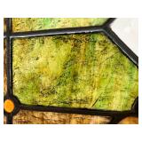 Antique Stained Glass Window Panel with Floral Design