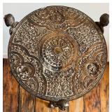 Antique Vintage Brass Ornate Three-Tier Plant Stand with Figural Design