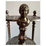 Antique Vintage Brass Ornate Three-Tier Plant Stand with Figural Design