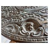 Antique Vintage Brass Ornate Three-Tier Plant Stand with Figural Design