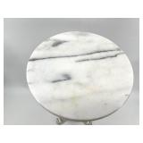 Vintage White Marble Top Side Table with Ornate Base