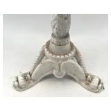 Vintage White Marble Top Side Table with Ornate Base