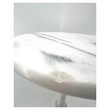 Vintage White Marble Top Side Table with Ornate Base