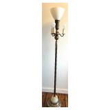 Vintage Akro Agate Glass Floor Lamp with Dual Shade