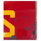 Vintage Metal 24 Hours Sign with Red and Yellow Design