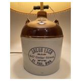 Vintage Jacob Esch Stoneware Lamp with Pleated Shade