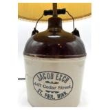 Vintage Jacob Esch Stoneware Lamp with Pleated Shade