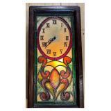 Vintage Stained Glass Style Wall Clock with Roman Numerals
