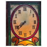 Vintage Stained Glass Style Wall Clock with Roman Numerals