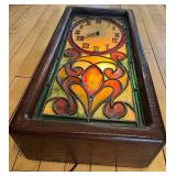 Vintage Stained Glass Style Wall Clock with Roman Numerals