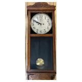 Antique New Haven 30 Day Wall Clock with Oak Case