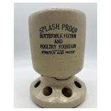 Vintage Stoneware Splash Proof Buttermilk Feeder and Poultry Fountain