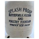 Vintage Stoneware Splash Proof Buttermilk Feeder and Poultry Fountain