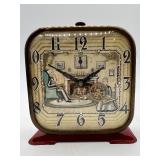 Vintage Antoinette Figural Clock and Horologist Figurine Set