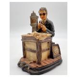 Vintage Antoinette Figural Clock and Horologist Figurine Set