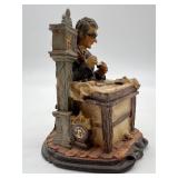 Vintage Antoinette Figural Clock and Horologist Figurine Set