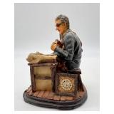Vintage Antoinette Figural Clock and Horologist Figurine Set