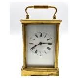 Antique Brass French Carriage Clock with Roman Numerals