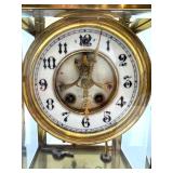 Antique Wm. L. Gilbert Brass and Glass Mantel Clock