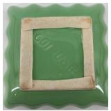 Set of 3 Vintage Ceramic Pieces: Green Scalloped Dish, Marble Vase, Abstract Pitcher