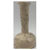 Set of 3 Vintage Ceramic Pieces: Green Scalloped Dish, Marble Vase, Abstract Pitcher